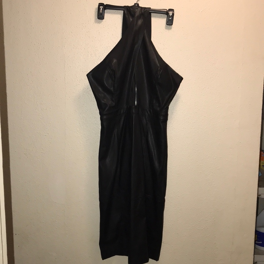 Knee length pleather dress